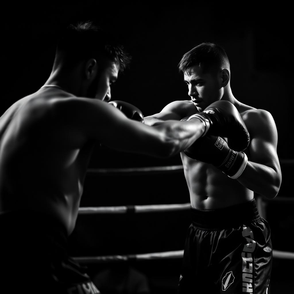 Muay-Thai-Fighter trainiert einen Ellenbogenschlag auf Pratzen