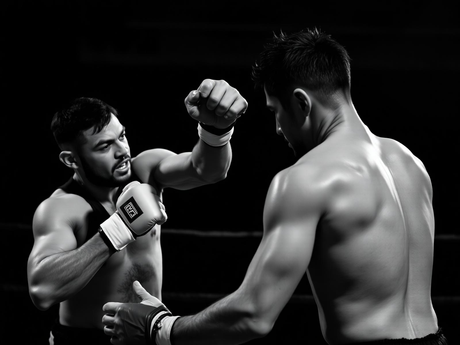 Clinch-Arbeit zwischen zwei MMA-Athleten