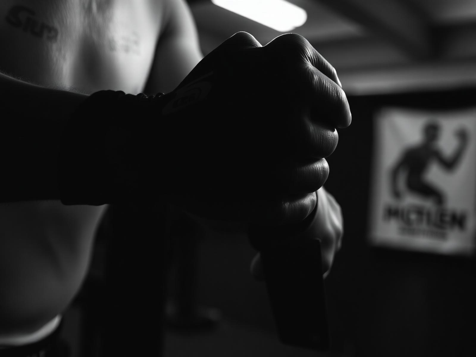 Nahaufnahme der Handbandagen vor dem Training